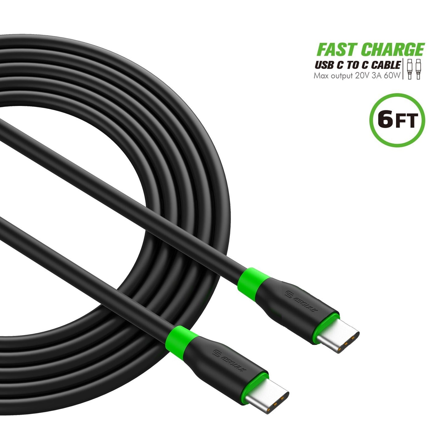 USB C to USB C-Fast Charging Cable 6ft